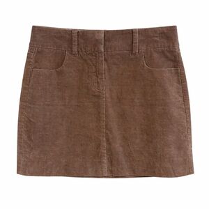 J.Crew Corduroy Mini Skirt Women’s Size 4 Brown Stretch Zip Pockets Y2K Academia